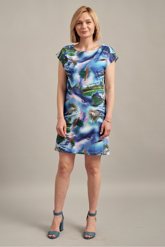 Свободное платье с крупным принтом со спущенной линией плеча - интернет-магазин Natali Bolgar