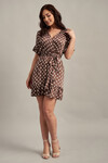 Платье цвета мокко в белый горох на запах с рюшами 4 - интернет-магазин Natali Bolgar