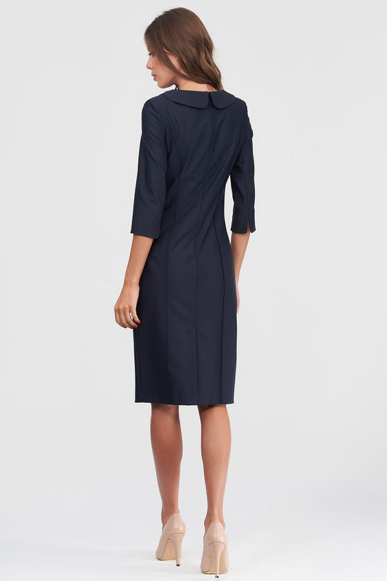 Платье-футляр с отложным воротником темно-синего цвета 2 - интернет-магазин Natali Bolgar