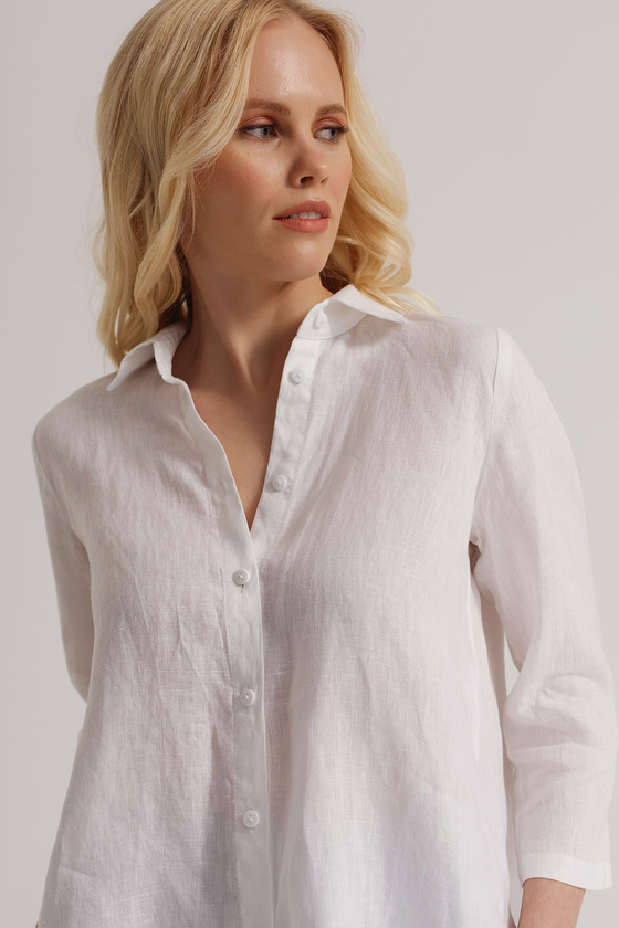 Льняная рубашка белого цвета 1 - интернет-магазин Natali Bolgar