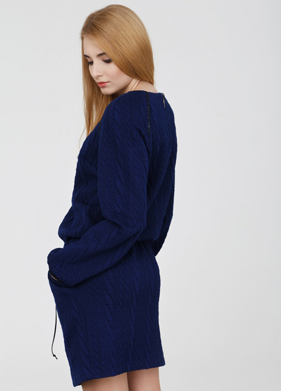 Платье темно-синего цвета с длинным рукавом 1 - интернет-магазин Natali Bolgar