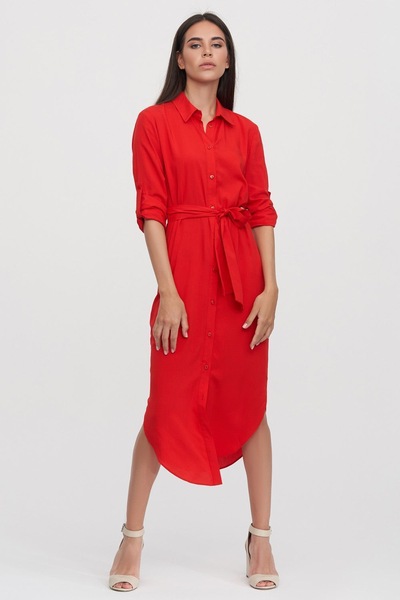 Платье-рубашка красного цвета  – Natali Bolgar
