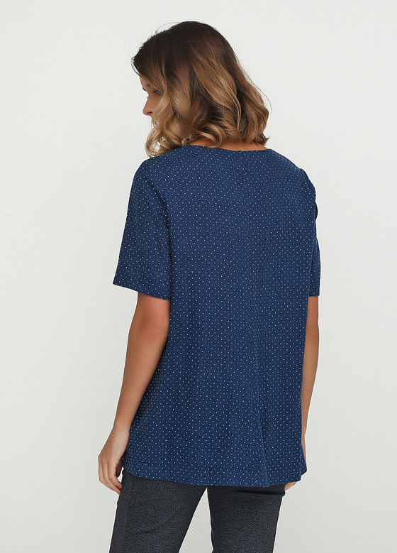 Блуза синего цвета в горошек 1 - интернет-магазин Natali Bolgar