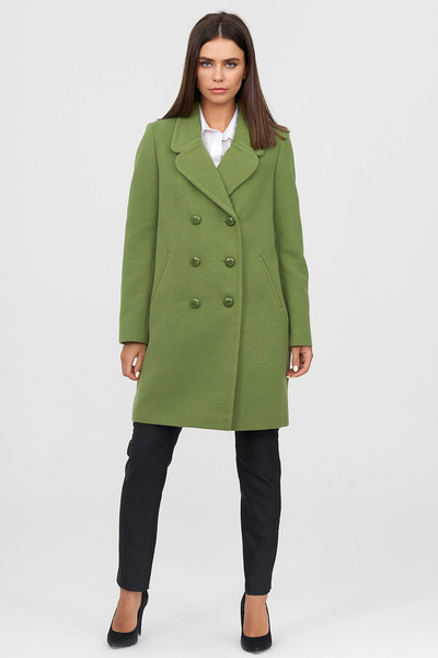 Двубортное пальто зеленого цвета  – Natali Bolgar