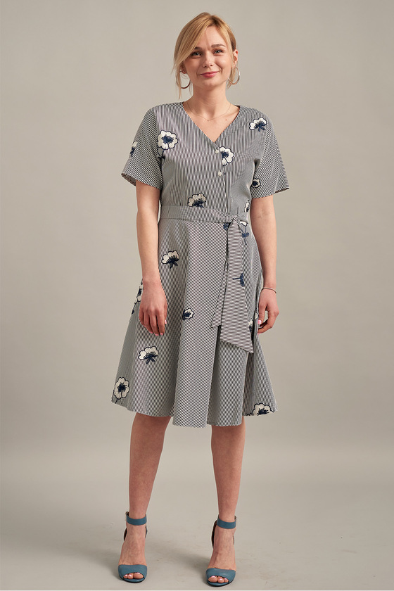 Платье с элементом запаха в мелкую полоску 4 - интернет-магазин Natali Bolgar