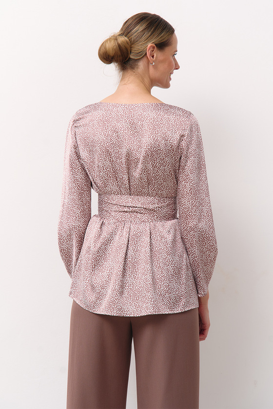 Блуза зі штучного шовку кольору пудри 1 - интернет-магазин Natali Bolgar