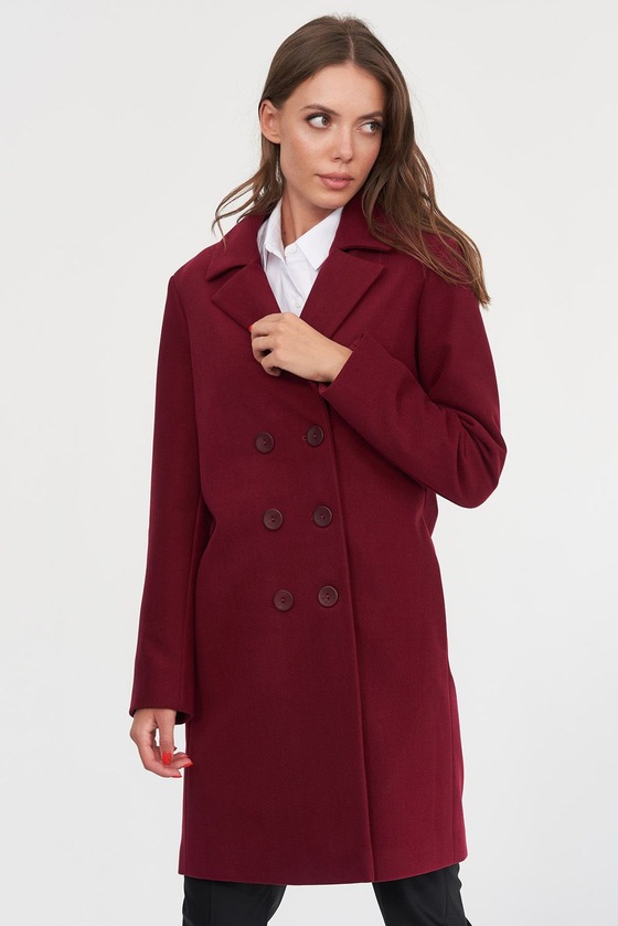 Двубортное пальто цвета бордо 3 - интернет-магазин Natali Bolgar