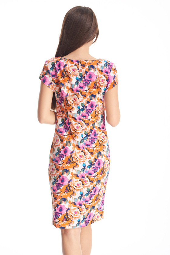 Платье с абстрактным принтом и коротким рукавом 1 - интернет-магазин Natali Bolgar