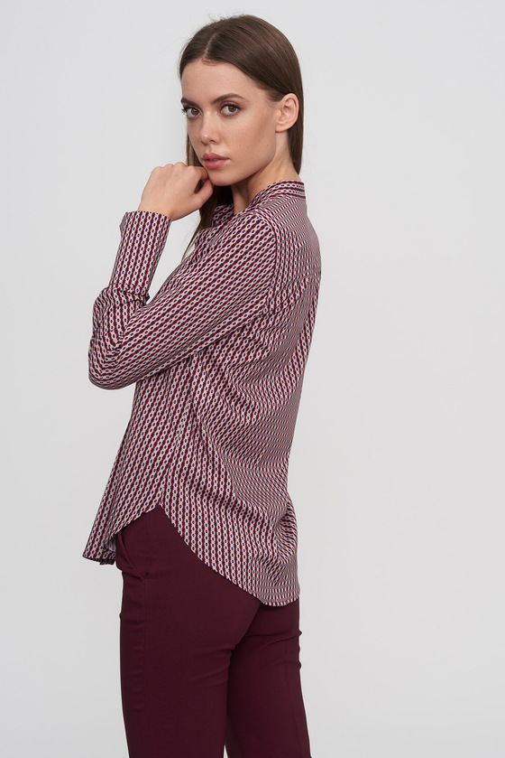 Блуза бордового цвета в геометрическом принте  2 - интернет-магазин Natali Bolgar