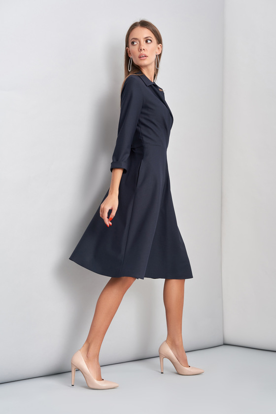 Платье темно-синего цвета с драпировкой 4 - интернет-магазин Natali Bolgar
