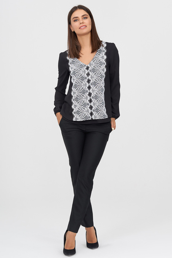 Блуза чорного кольору із мережевими вставками 3 - интернет-магазин Natali Bolgar