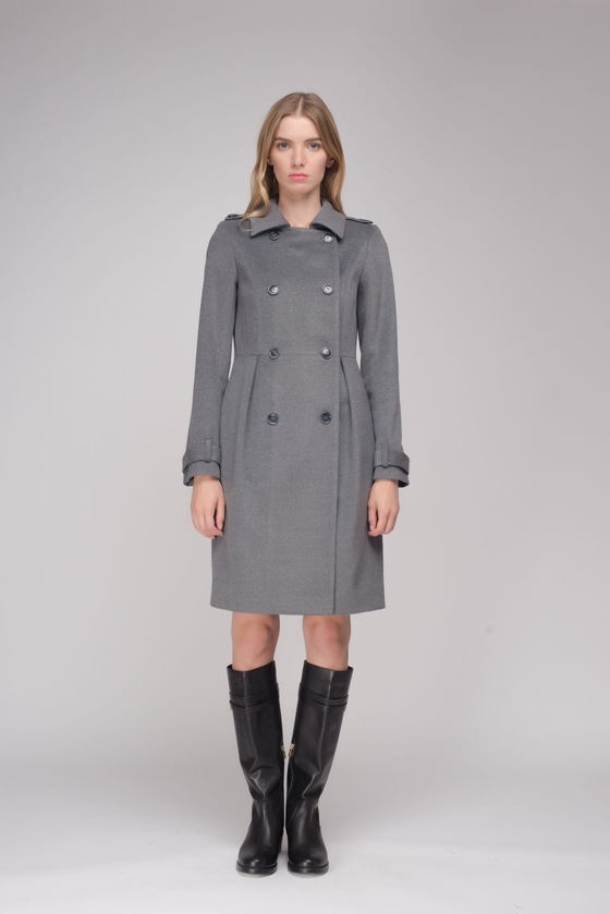 Двубортное пальто серого цвета - интернет-магазин Natali Bolgar