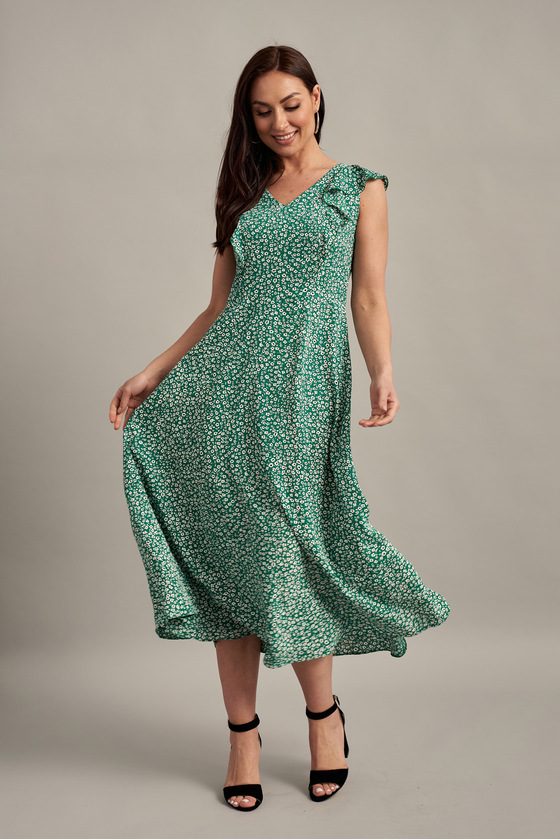 Длинное зеленое платье с цветочным принтом 3 - интернет-магазин Natali Bolgar