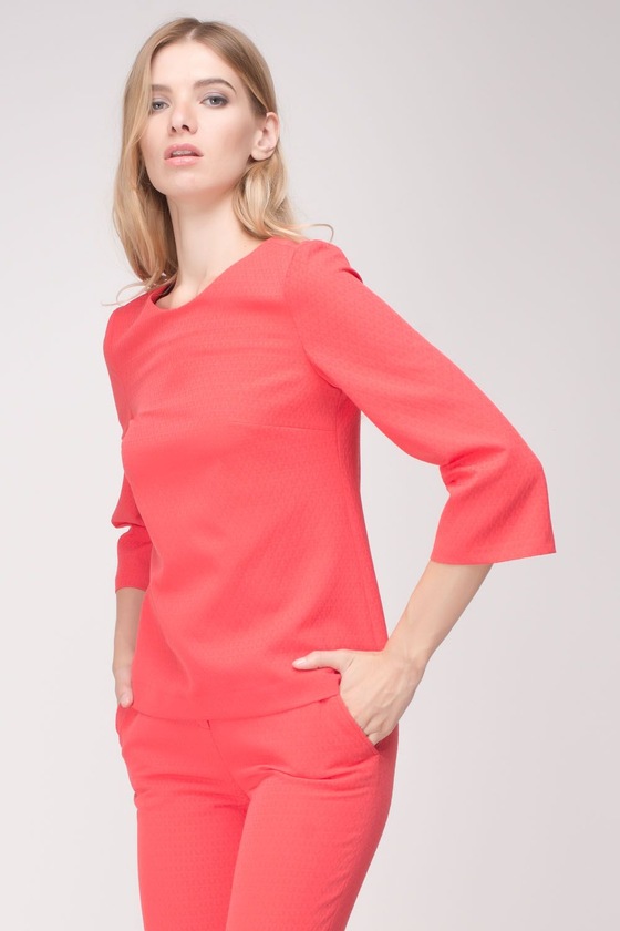 Блуза красного цвета с рукавом три четверти 1 - интернет-магазин Natali Bolgar