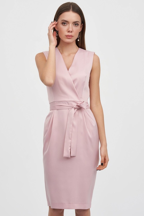 Платье-футляр из атласа розового цвета 1 - интернет-магазин Natali Bolgar