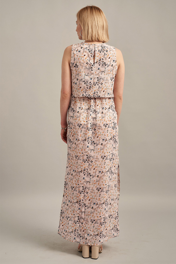 Платье в пол с нежным цветочным принтом без рукавов 2 - интернет-магазин Natali Bolgar