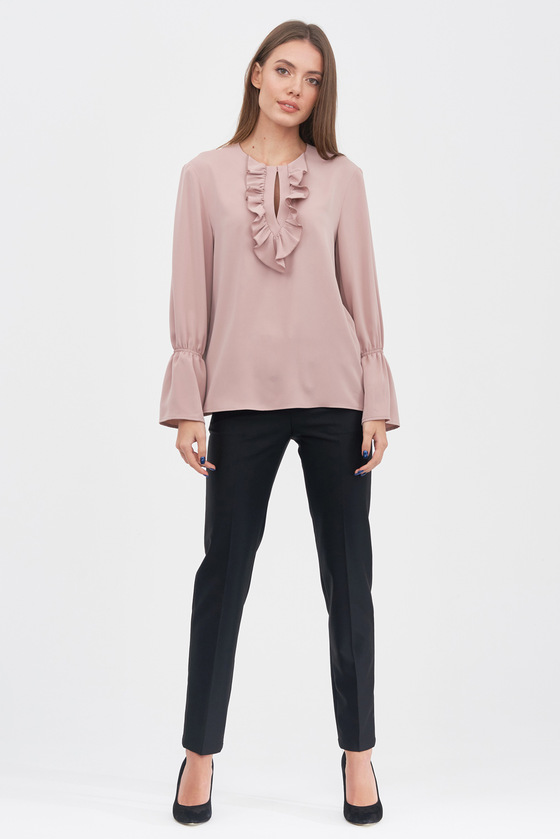 Блуза с рюшами бежевого цвета  2 - интернет-магазин Natali Bolgar