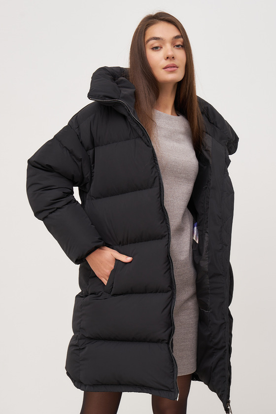 Чорна пухова куртка в стилі oversize 1 - интернет-магазин Natali Bolgar