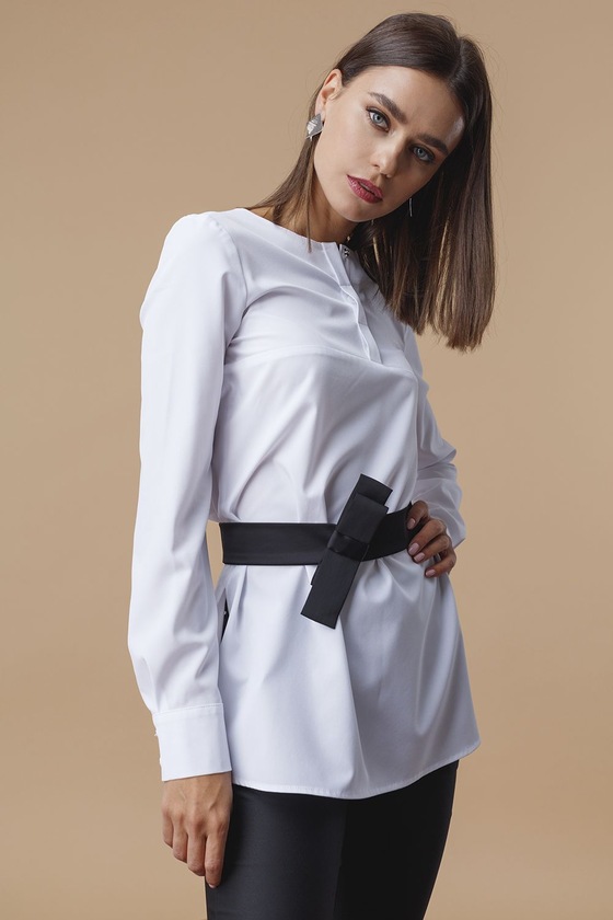 Удлиненная блуза белого цвета 1 - интернет-магазин Natali Bolgar