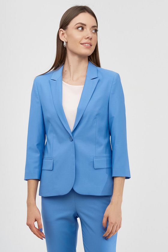  Жакет голубого цвета с декоративными карманами 1 - интернет-магазин Natali Bolgar