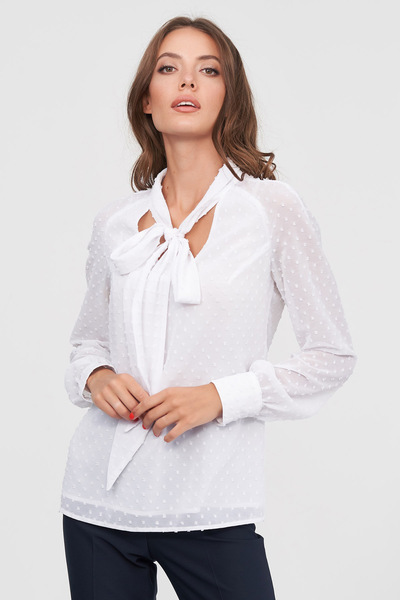 Блуза белого цвета с бантом  – Natali Bolgar
