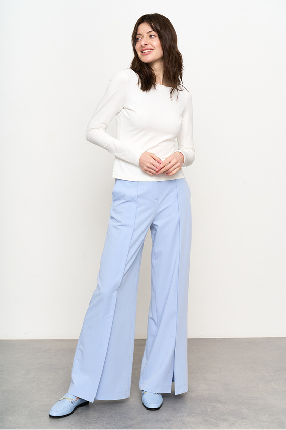Блакитні штани кльош із розрізами 2 - интернет-магазин Natali Bolgar