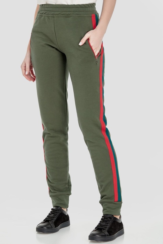 Спортивные брюки с лампасами цвета хаки 1 - интернет-магазин Natali Bolgar