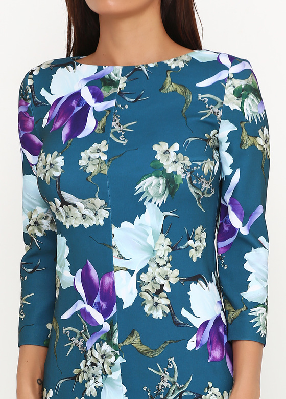 Платье бирюзового цвета в принте 2 - интернет-магазин Natali Bolgar