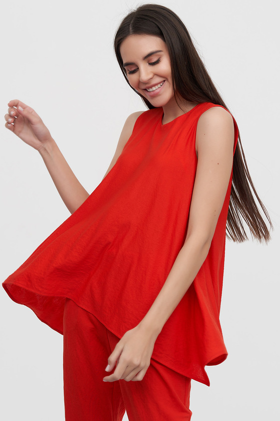Асимметричная блуза красного цвета 2 - интернет-магазин Natali Bolgar