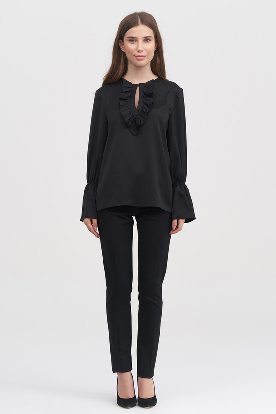 Блуза с рюшами черного цвета  2 - интернет-магазин Natali Bolgar