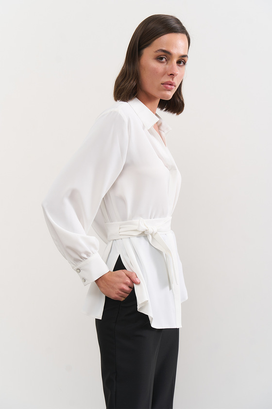 Белая блуза с поясом 5 - интернет-магазин Natali Bolgar