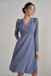 Платье серо-голубого цвета с лифом на запах 1 - интернет-магазин Natali Bolgar