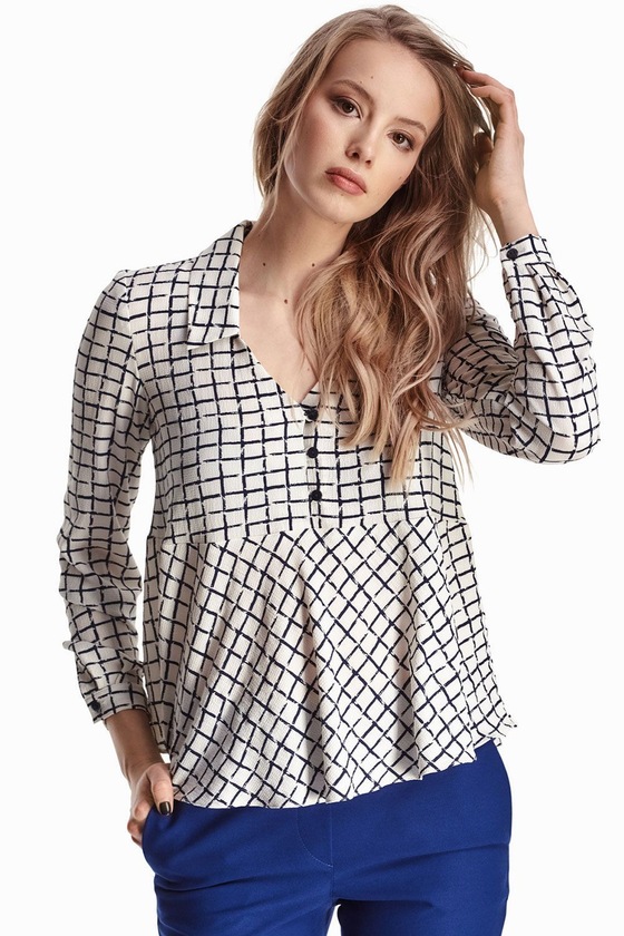 Белая блуза в синюю клетку - интернет-магазин Natali Bolgar