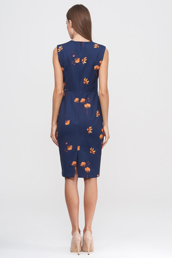Платье-футляр синего цвета в принте 2 - интернет-магазин Natali Bolgar