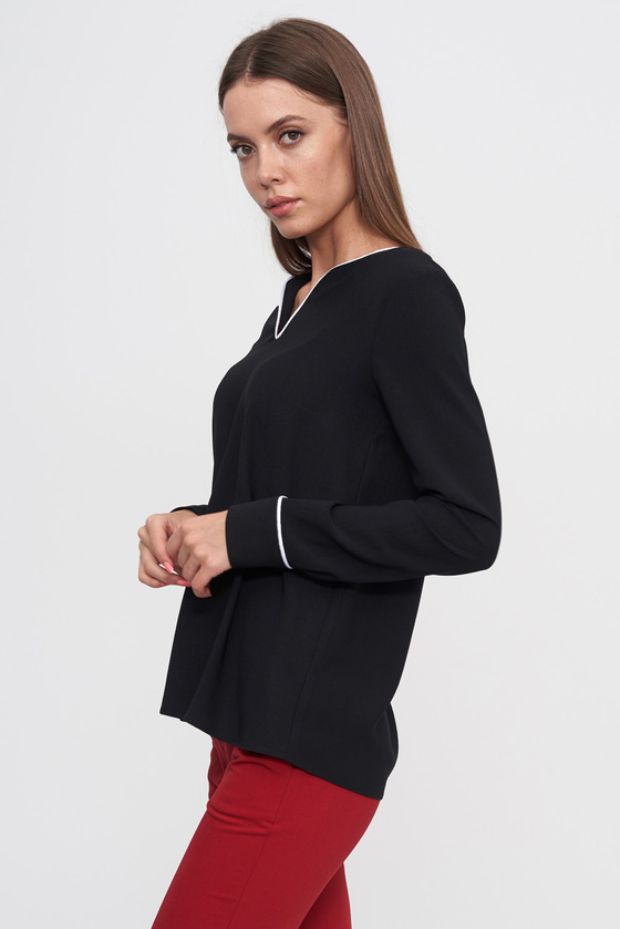 Блуза чорного кольору з контрастною відділкою 1 - интернет-магазин Natali Bolgar