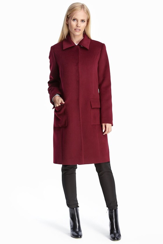 Прямое пальто бордового цвета с карманами 3 - интернет-магазин Natali Bolgar