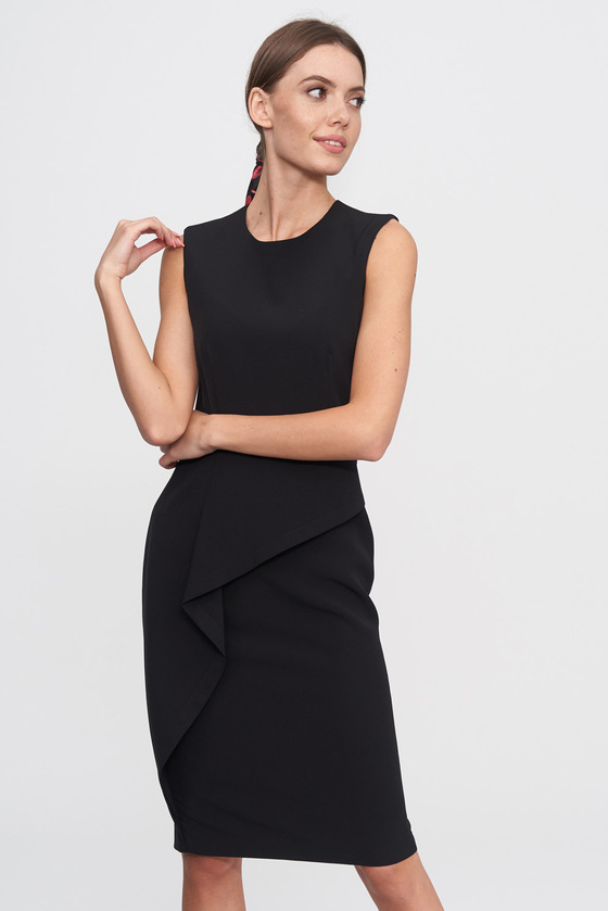Сукня-футляр чорного кольору із баскою 1 - интернет-магазин Natali Bolgar