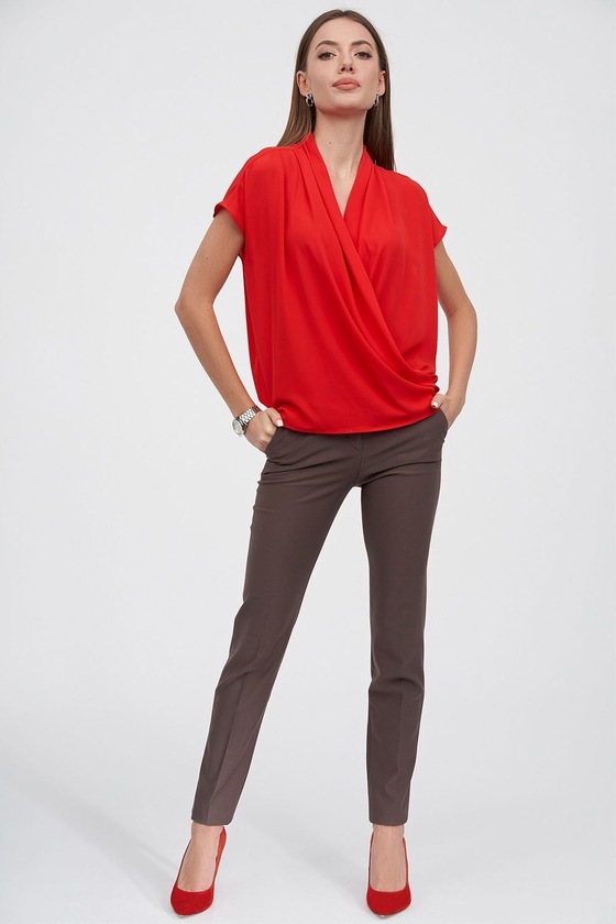 Блуза на запах красного цвета 3 - интернет-магазин Natali Bolgar
