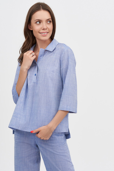Льняная блуза голубого цвета  – Natali Bolgar