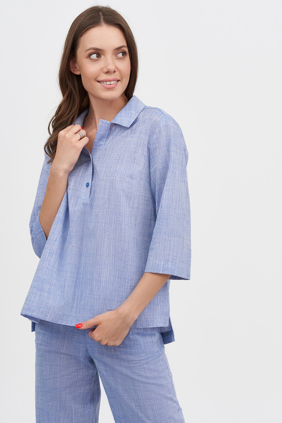 Льняная блуза голубого цвета - интернет-магазин Natali Bolgar