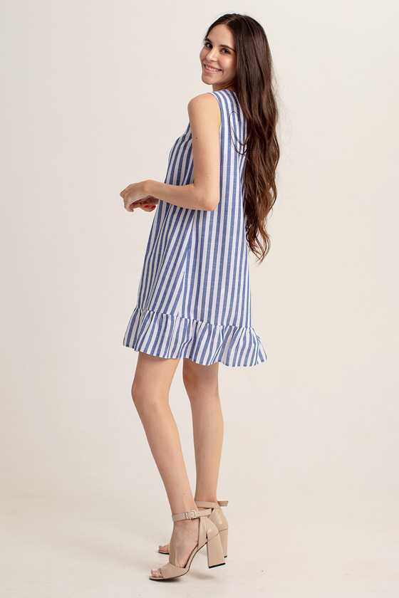 Платье в продольную полоску с рюшем - интернет-магазин Natali Bolgar