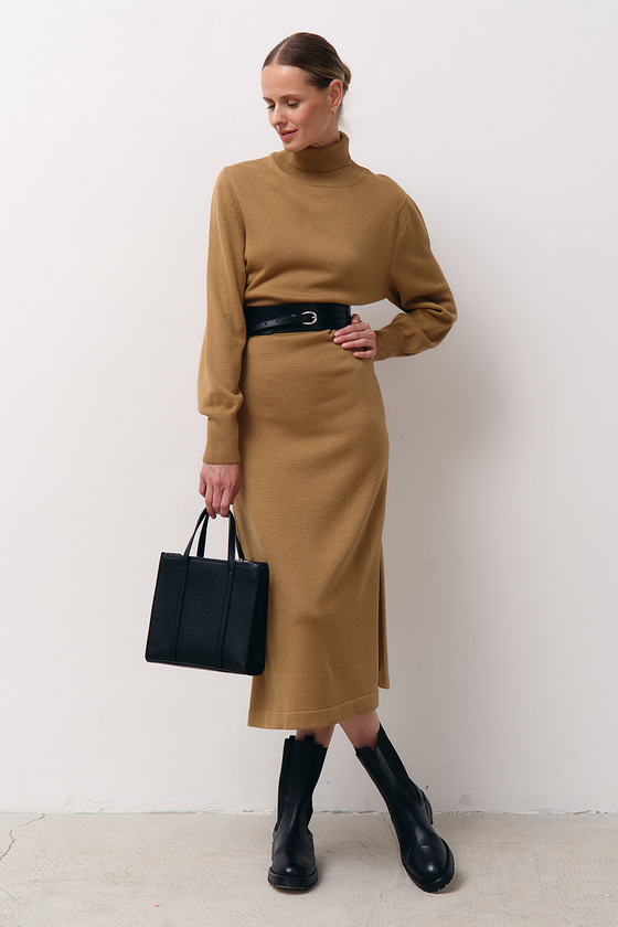 Сукня з вовни мериноса кольору кемел - интернет-магазин Natali Bolgar