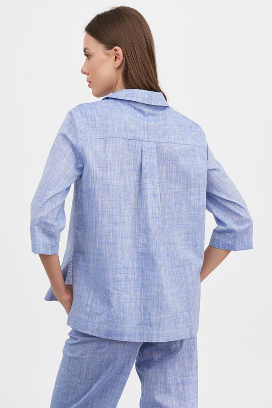 Льняная блуза голубого цвета 1 - интернет-магазин Natali Bolgar