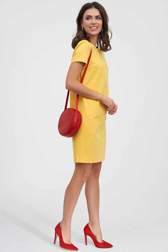 Прямое платье с карманами желтого цвета - интернет-магазин Natali Bolgar