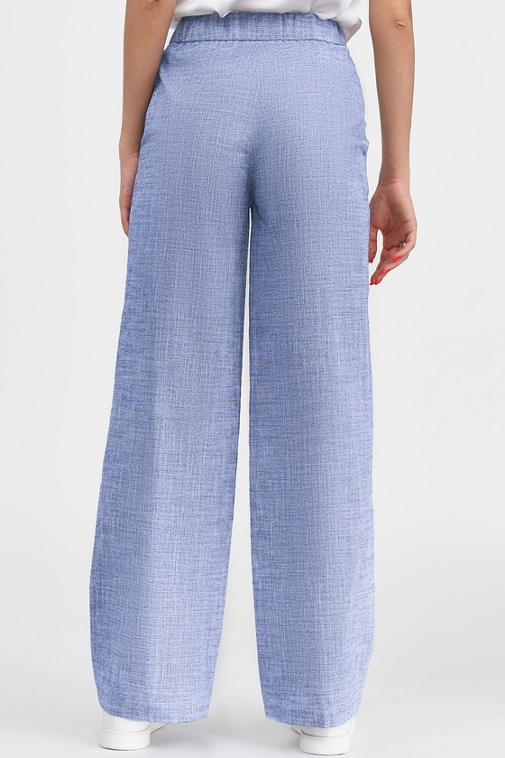 Широкие льняные брюки голубого цвета 2 - интернет-магазин Natali Bolgar