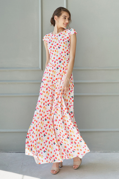 Платье в пол с абстрактным принтом  – Natali Bolgar