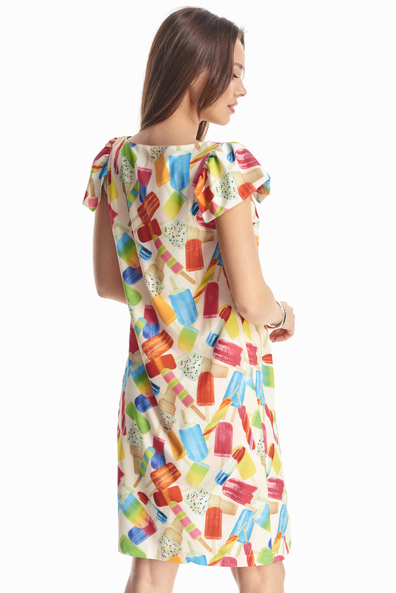 Платье с геометрическим принтом и декоративными рукавами 1 - интернет-магазин Natali Bolgar