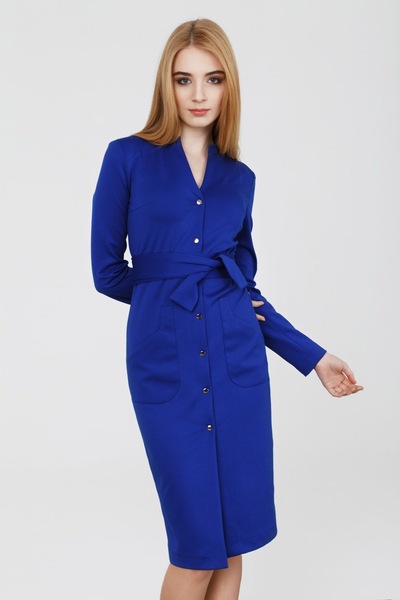 Платье-рубашка ярко-синего цвета  – Natali Bolgar