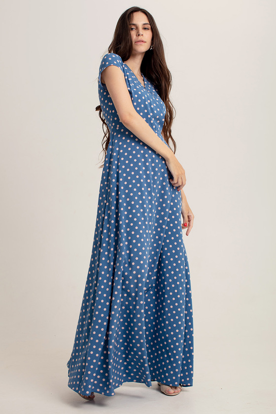 Длинное платье в горох с лифом на запах  4 - интернет-магазин Natali Bolgar