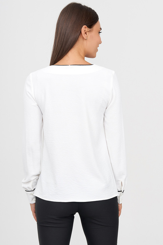 Блуза белого цвета с контрастной отделкой 1 - интернет-магазин Natali Bolgar